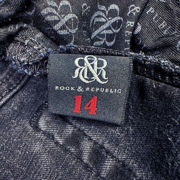 Rock & Republic Berlin Dark Blue Studded Skinny Jeans - Size 14 - Picture 8 of 8